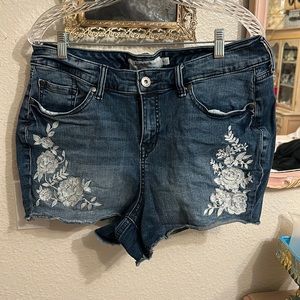 Torrid Denim cutoff floral embroidered Shorts